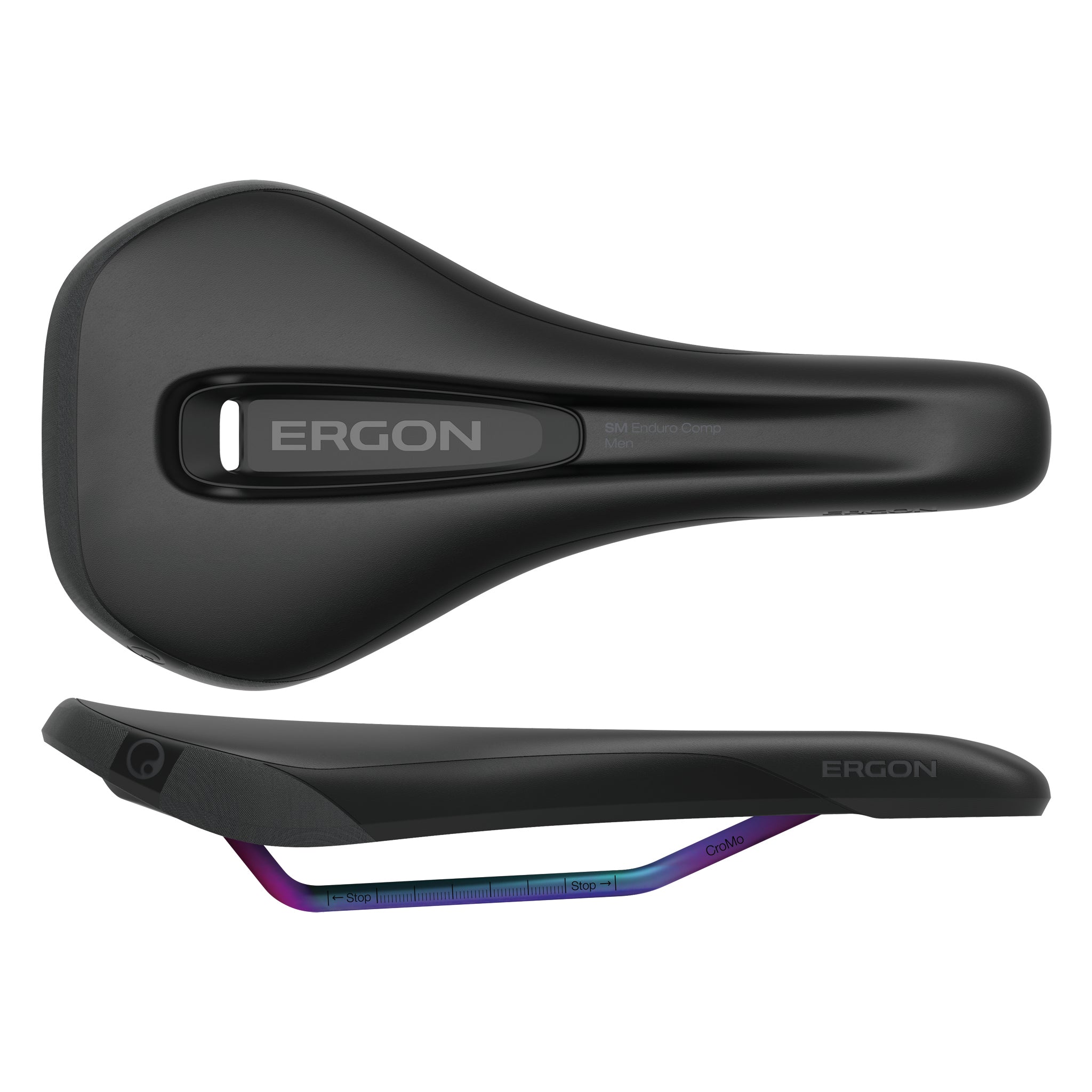 Ergon SM Enduro Comp Saddle, S/M, Stealth/Oil Slick-0