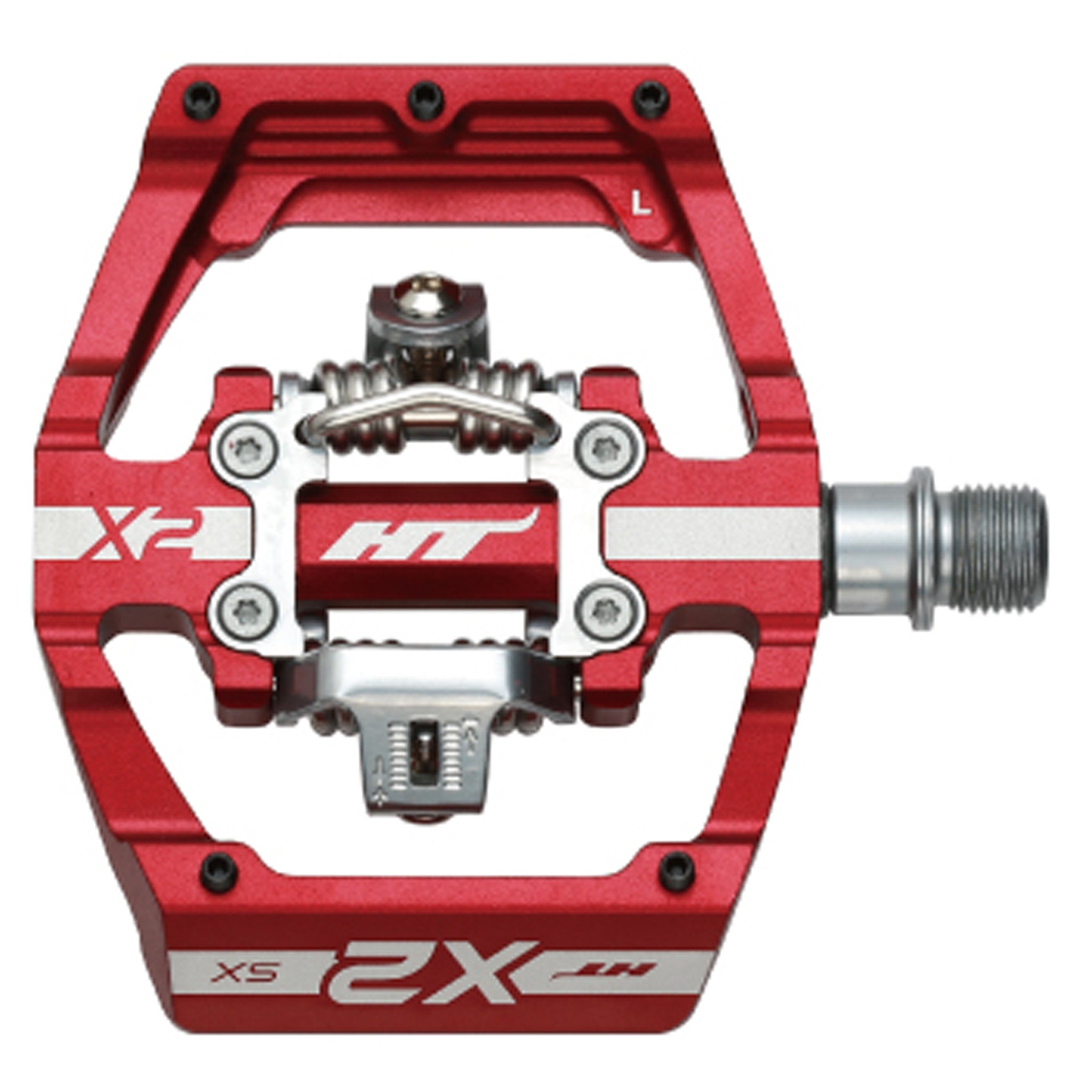 HT Pedals X2-SX Clipless Platform Pedals, CrMo - Red-0