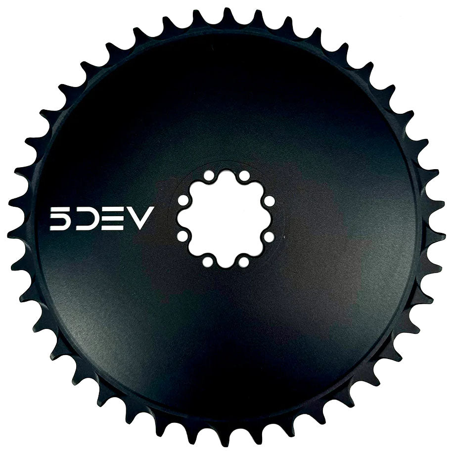 5Dev Aluminum Aero Road Chainring, 8-Bolt Sram, 42T, Black-0