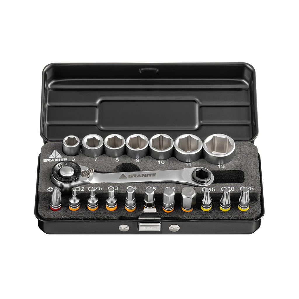 Granite-Design Hex Bit and Socket Ratchet Tool Box