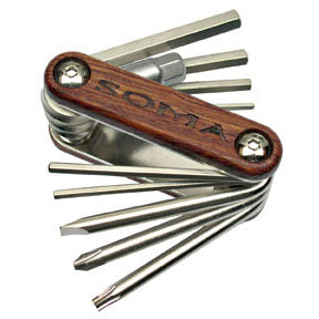 Soma Woodie 10-Function Multi-Tool, Wood/Chrome-0