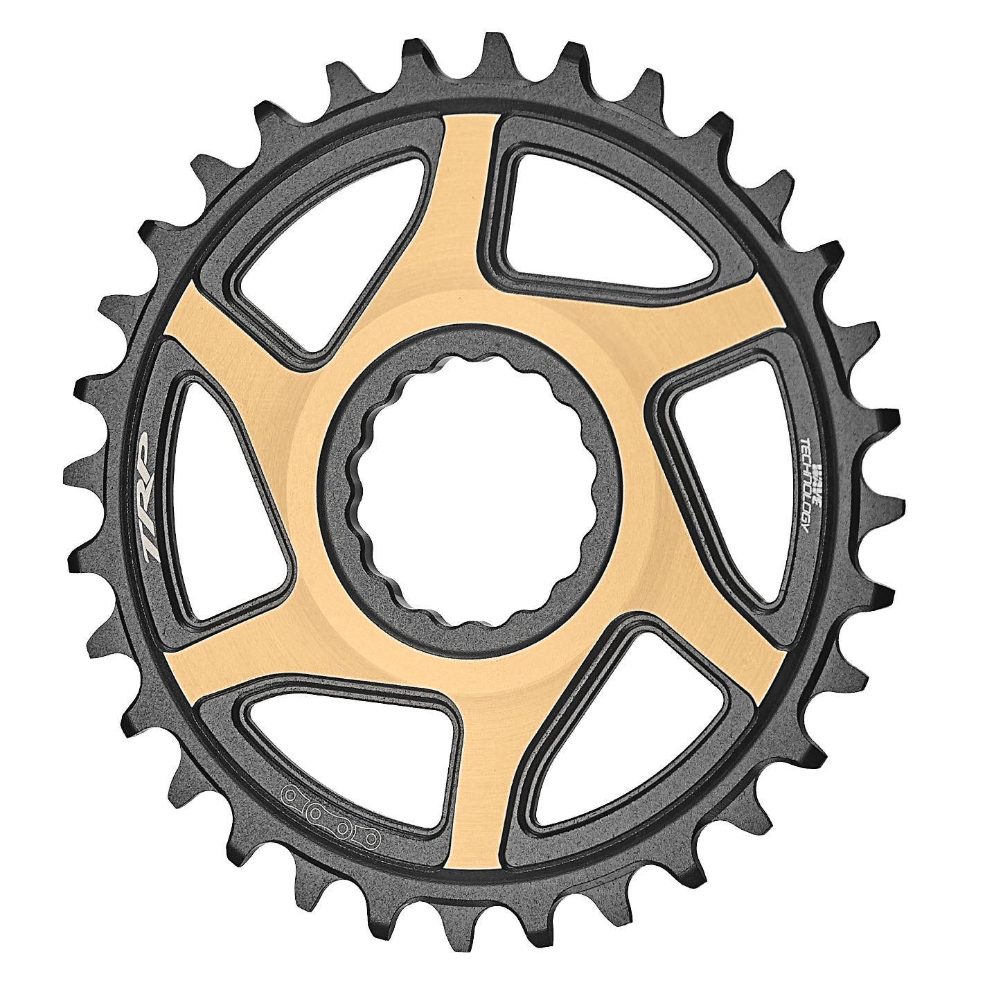 TRP Boost 3mm Offset Chainring, 34T - Black/Gold-0