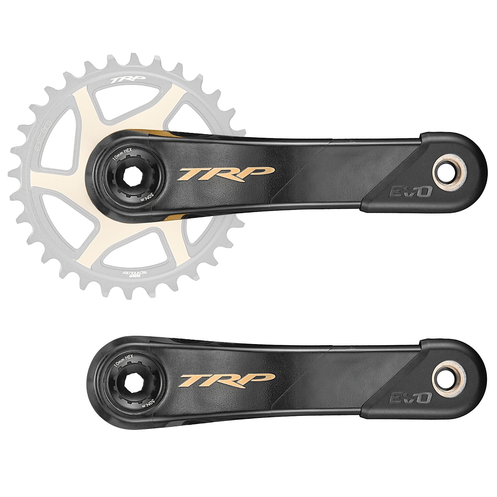 TRP EVO Carbon Crank Arms, 136 BB, 165mm, Black/Gold-0