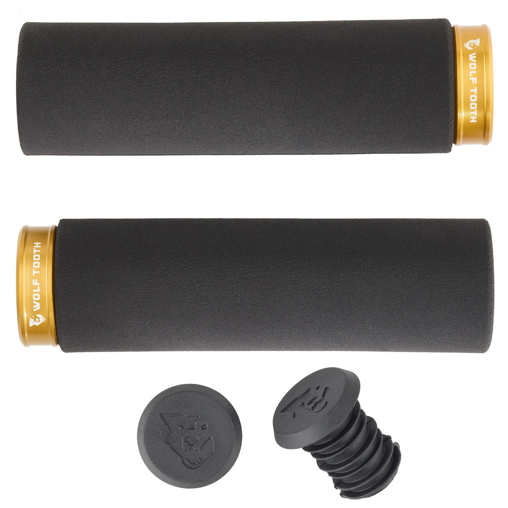Wolf Tooth Components Lock-On Fat Paw Grip Set, Black/Gold-0
