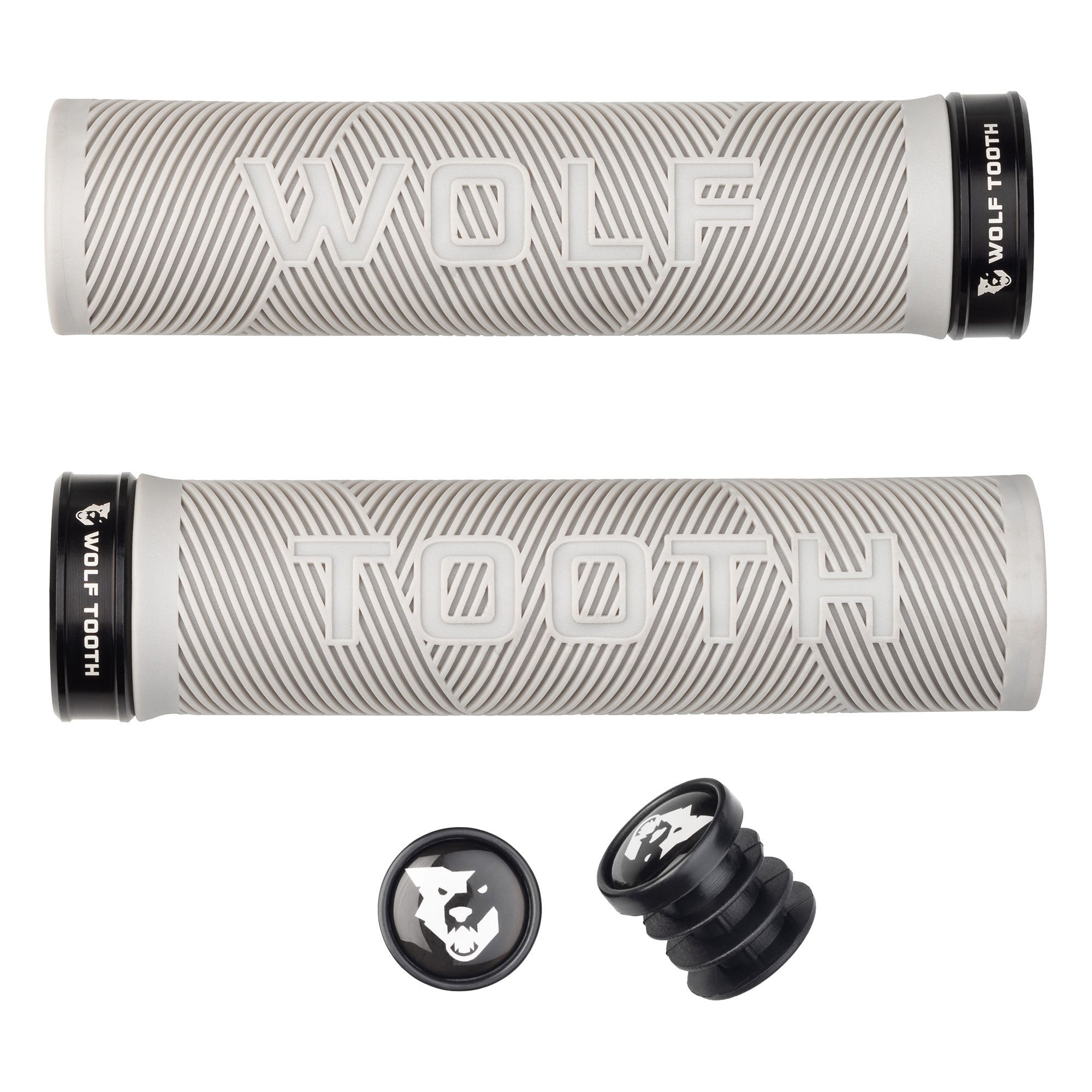 Wolf Tooth Components Echo Lock-On Grip Set, Gray/Black-0