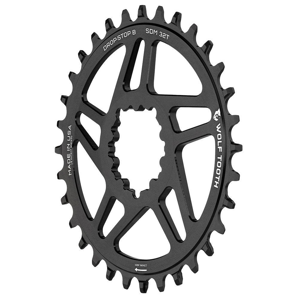 Wolf Tooth Components 0-Offset 3-Bolt Chainring (DropStop-B), 30T, Black-0