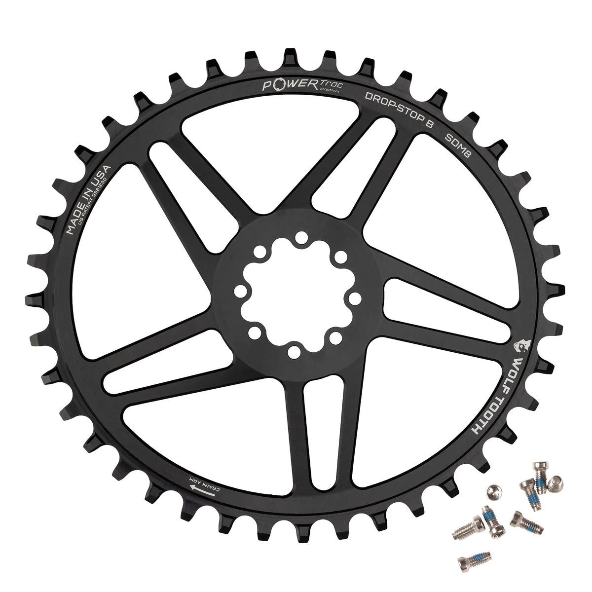 Wolf Tooth Components Ellipticall 8-Bolt Chainring (Flat Top), 42T, Black-0