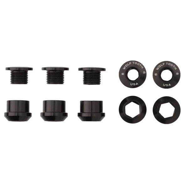 Wolf Tooth Components Single Chainring Bolt/Nut Set, 5pc, Black-0