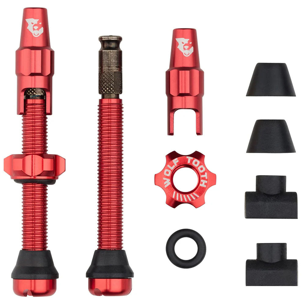 Wolf Tooth Components Tubeless Valve Stem Kit, Clik Valve, 44mm, Red-0