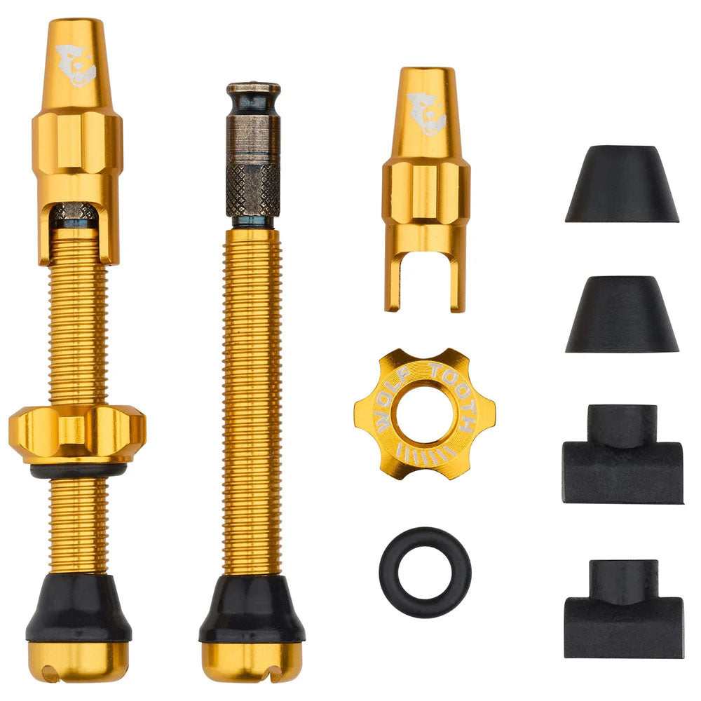Wolf Tooth Components Tubeless Valve Stem Kit, Clik Valve, 44mm, Gold-0