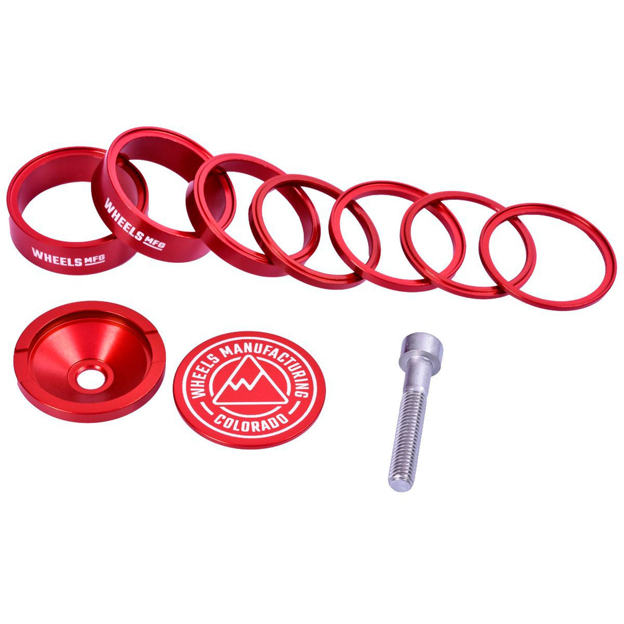 Wheels Mfg StackRight Pro Headset Spacer Kit, 1-1/8" Red  -0