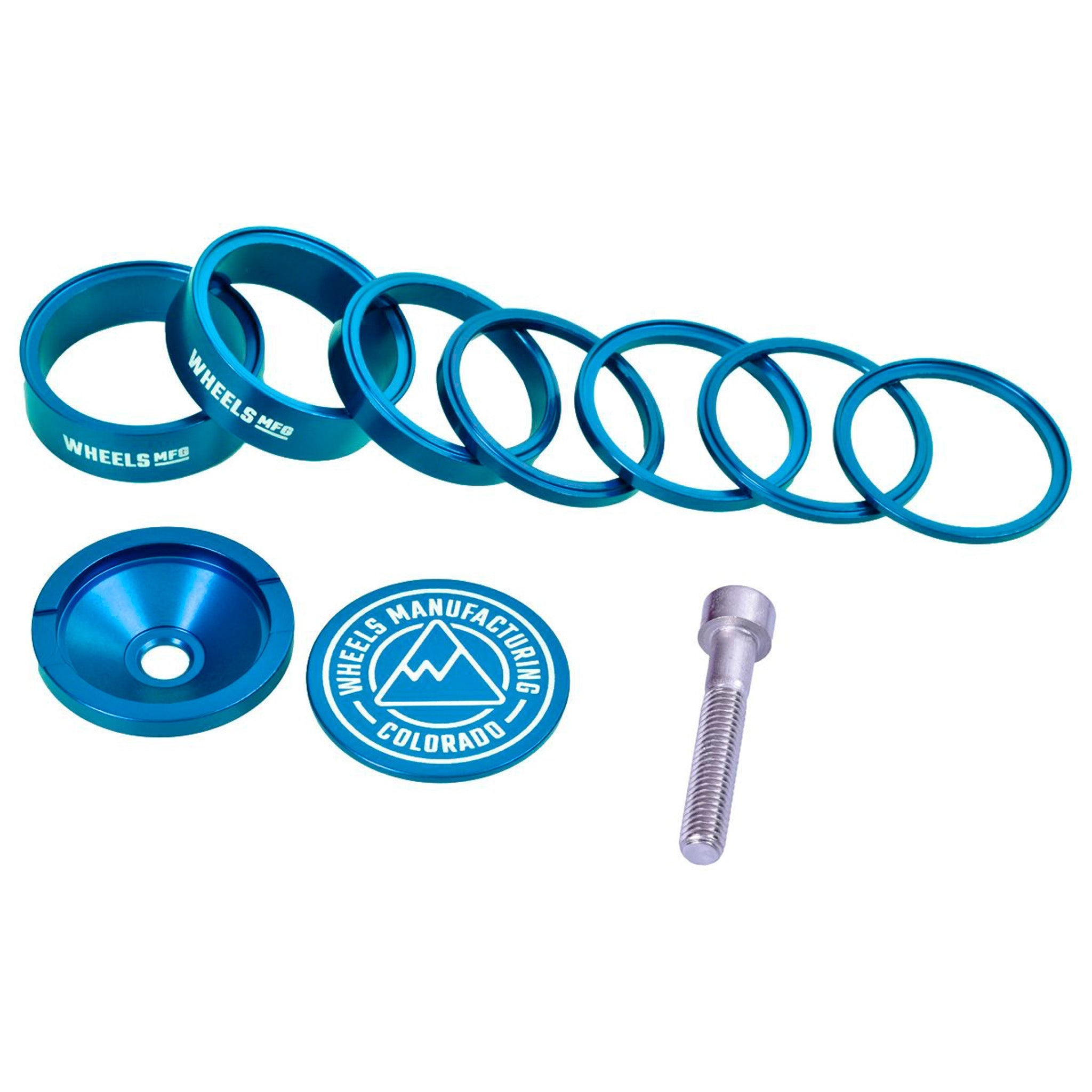 Wheels Mfg StackRight Pro Headset Spacer Kit, 1-1/8" Teal  -0