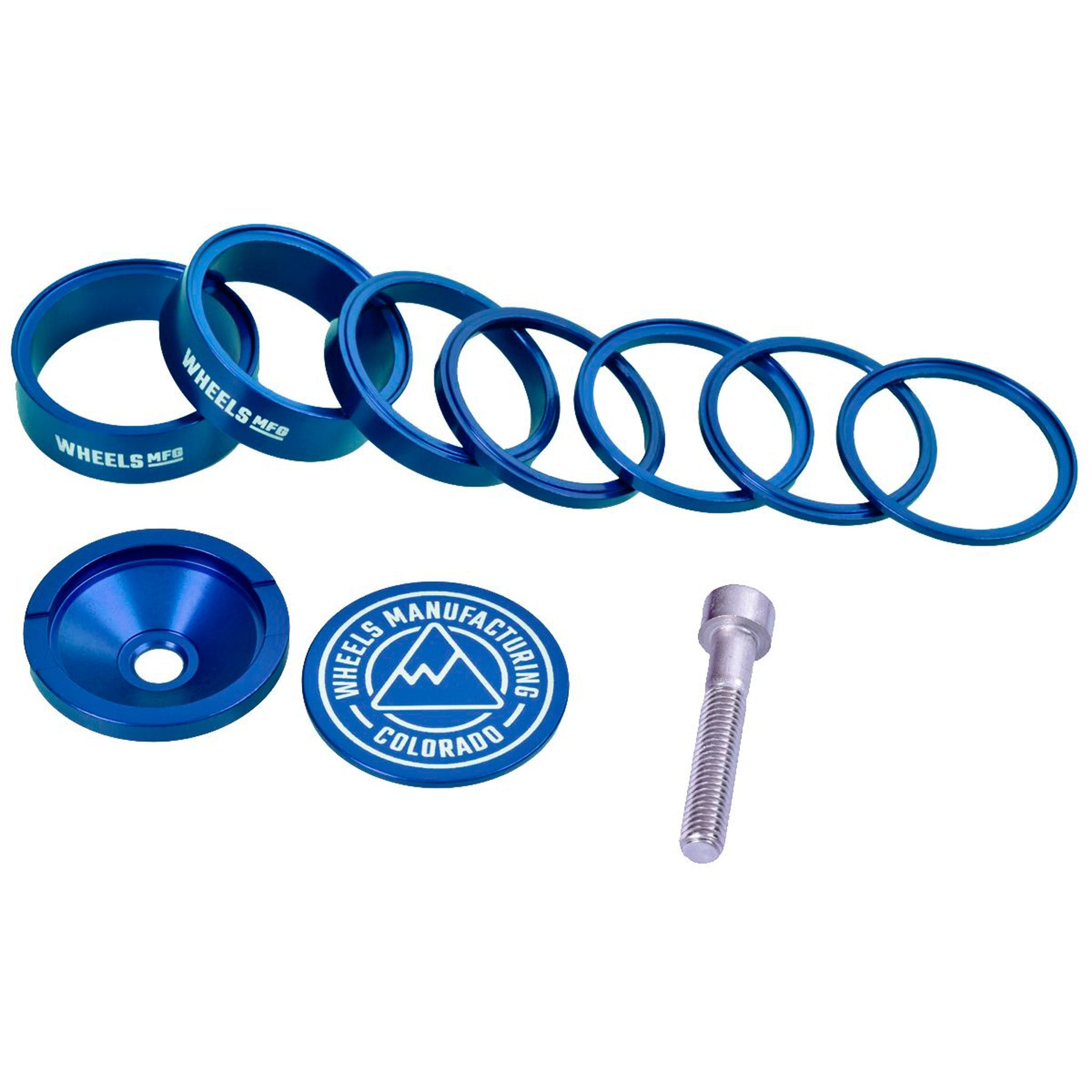 Wheels Mfg StackRight Pro Headset Spacer Kit, 1-1/8" Blue  -0