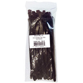 Wheels Mfg Recloseable Zip Tie Kit, 8" 100pcs - Black-0