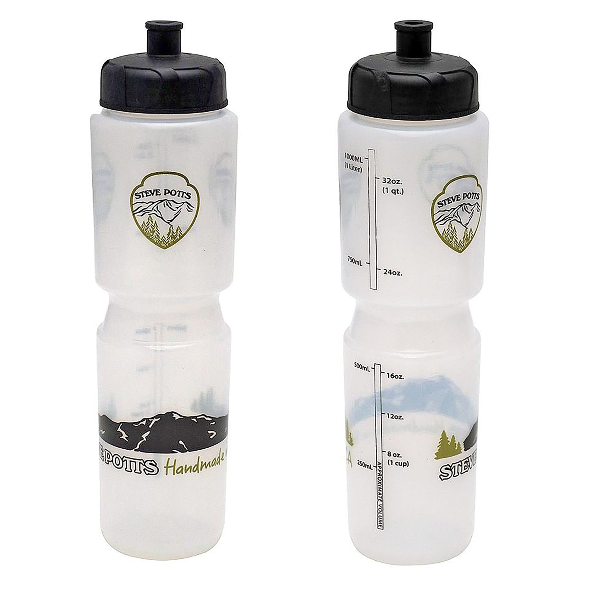 Steve Potts Further Push/Pull Water Bottle, Clear/Black, 36oz-0